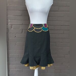 Vintage Scandinavian design gray skirt with colorful accents M